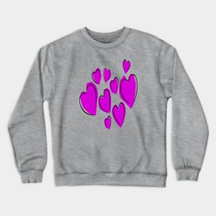 Cute Hearts Hand Drawn Bold Pink Romantic Doodle Crewneck Sweatshirt